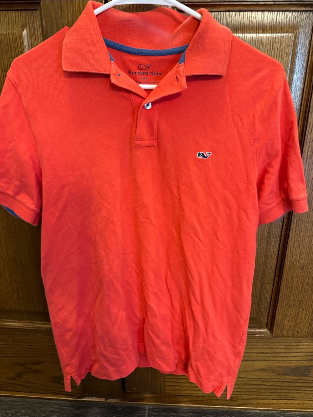 Vineyard Vines Men's Bright Coral Polo with Whale Logo